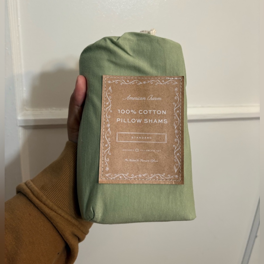 NIB Dairy Boy JERSEY PILLOWCASE SET in sage cotton - Picture 3 of 4
